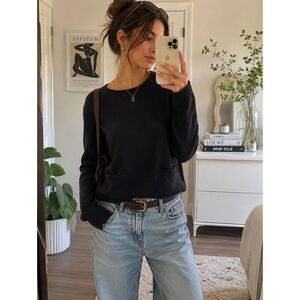 Black Cos Boxy Jumper Sweater Small Minimalist Goth Scandinavian oversized chic